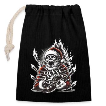 Père Noël Électrocution Sombre Oeuvre - Sac cadeau en coton avec cordon (14 x 20 cm) - noir - Devant