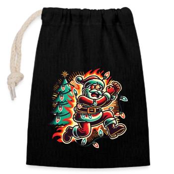 Chaos de Noël, danger d’électrocution - Sac cadeau en coton avec cordon (14 x 20 cm) - noir - Devant