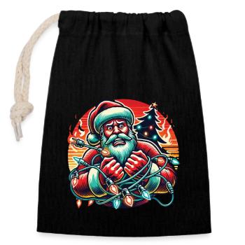 Électrocution de Noël Sombre et humoristique - Sac cadeau en coton avec cordon (14 x 20 cm) - noir - Devant