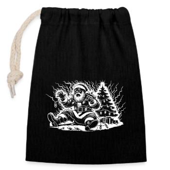 Électrocution du Père Noël sur le sapin - Sac cadeau en coton avec cordon (14 x 20 cm) - noir - Devant