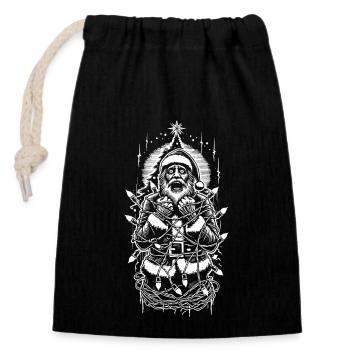 Drôle d’humour noir Père Noël sous le pouvoir - Sac cadeau en coton avec cordon (14 x 20 cm) - noir - Devant