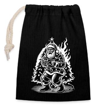 Electro Surprise Père Noël Humour - Sac cadeau en coton avec cordon (14 x 20 cm) - noir - Devant