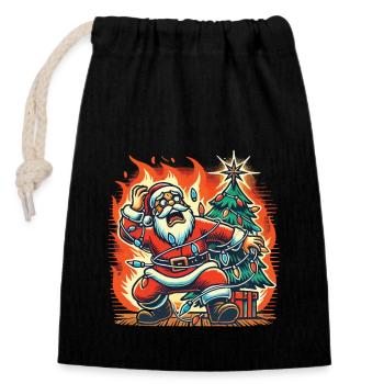 Choc électrique Catastrophe du Père Noël - Sac cadeau en coton avec cordon (14 x 20 cm) - noir - Devant
