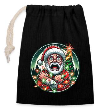 Chaos de l’électrocution de Noël avec le Père Noël - Sac cadeau en coton avec cordon (14 x 20 cm) - noir - Devant