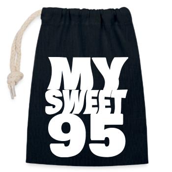 Sweet 95 - Closable cotton gift bag (14x20cm) - navy - Front