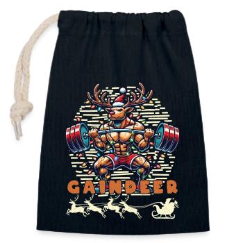 Gaindeer Funny Christmas Fitness Reindeer - Closable cotton gift bag (14x20cm) - navy - Front