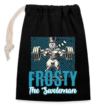 Frosty Der Muskelmann Gym Humor Design - Verschließbarer Geschenkbeutel aus Baumwolle (14x20cm) - Schwarz - Vorne