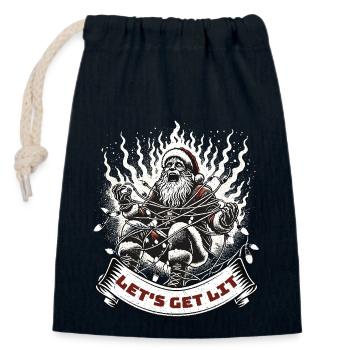 Santa Claus Fairy Lights Chaos - Closable cotton gift bag (14x20cm) - navy - Front