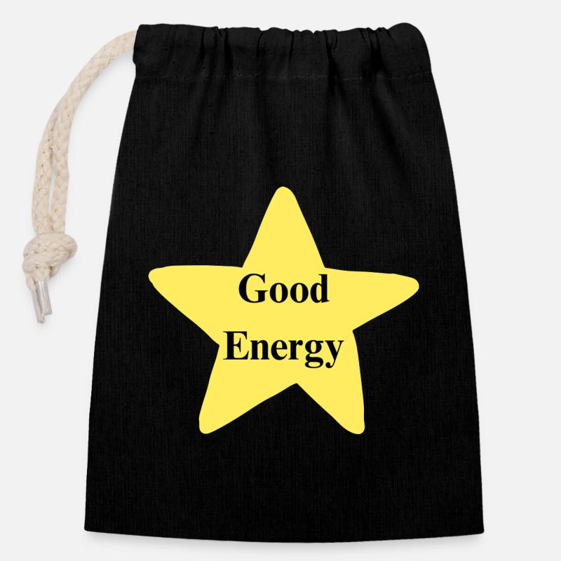 Good Energy - Verschließbarer Geschenkbeutel aus Baumwolle (14x20cm) - Schwarz