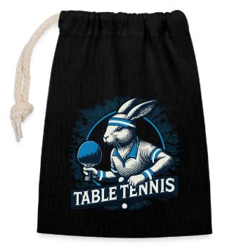 Joueur de tennis de table rétro vintage Bunny - Sac cadeau en coton avec cordon (14 x 20 cm) - noir - Devant