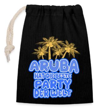 Urlaub Aruba - Verschließbarer Geschenkbeutel aus Baumwolle (14x20cm) - Schwarz - Vorne