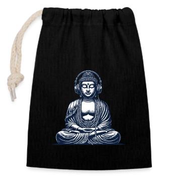 Musik Meditation Buddha Streetwear Outfit - Verschließbarer Geschenkbeutel aus Baumwolle (14x20cm) - Schwarz - Vorne