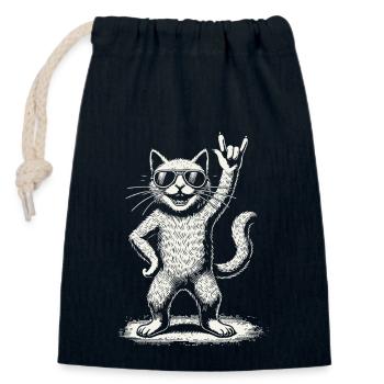 Rock Musik Lustige Katze Heavy Metal Konzert - Verschließbarer Geschenkbeutel aus Baumwolle (14x20cm) - Navy - Vorne