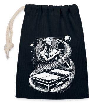 Masterful table tennis game experience for fans - Closable cotton gift bag (14x20cm) - navy - Front