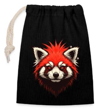 Roter Punk-Panda - Verschließbarer Geschenkbeutel aus Baumwolle (14x20cm) - Schwarz - Vorne