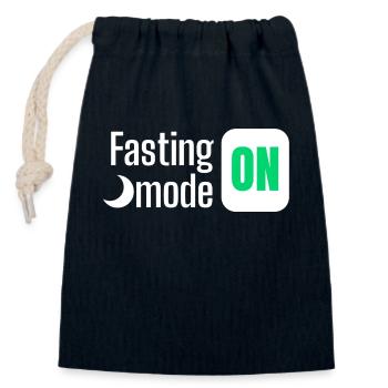 Fasting mode ON text design - Closable cotton gift bag (14x20cm) - navy - Front