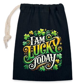 Jour de chance aujourd’hui Saint-Patrick - Sac cadeau en coton avec cordon (14 x 20 cm) - bleu marine - Devant