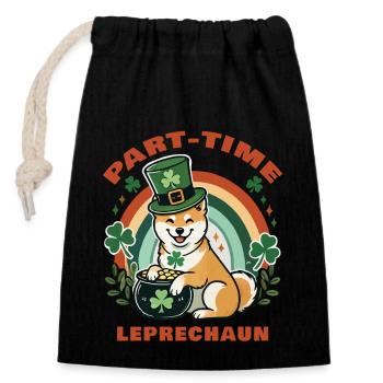 Teilzeit Leprechaun St. Patrick's Day - Verschließbarer Geschenkbeutel aus Baumwolle (14x20cm) - Schwarz - Vorne