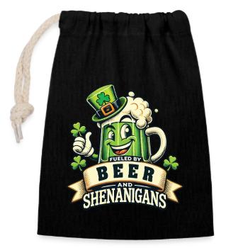 St. Patrick's Day Beer and Pranks Fun - Closable cotton gift bag (14x20cm) - black - Front