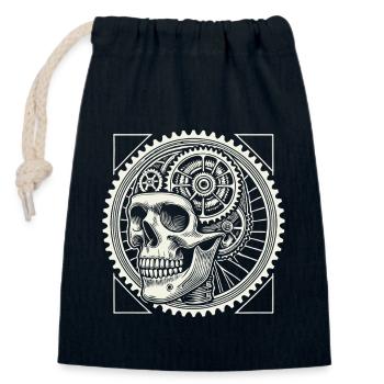 Fahrradliebhaber Schädel Zahnräder - Verschließbarer Geschenkbeutel aus Baumwolle (14x20cm) - Navy - Vorne