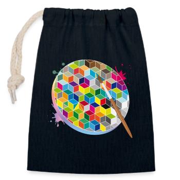 Kreative Künstlerpalette mit geometrischen Farben - Verschließbarer Geschenkbeutel aus Baumwolle (14x20cm) - Navy - Vorne