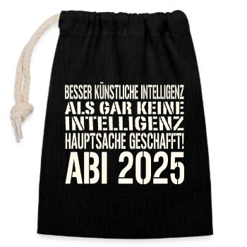 Abi Spruch 2025 - Closable cotton gift bag (14x20cm) - black - Front