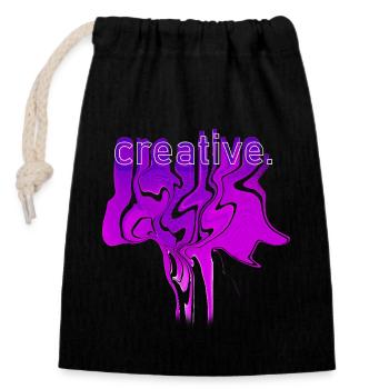 Créatif - Sac cadeau en coton avec cordon (14 x 20 cm) - noir - Devant