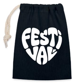 Festival Herz - Verschließbarer Geschenkbeutel aus Baumwolle (14x20cm) - Navy - Vorne