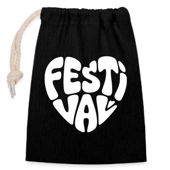 Festival Heart - Closable cotton gift bag (14x20cm) - black - Front