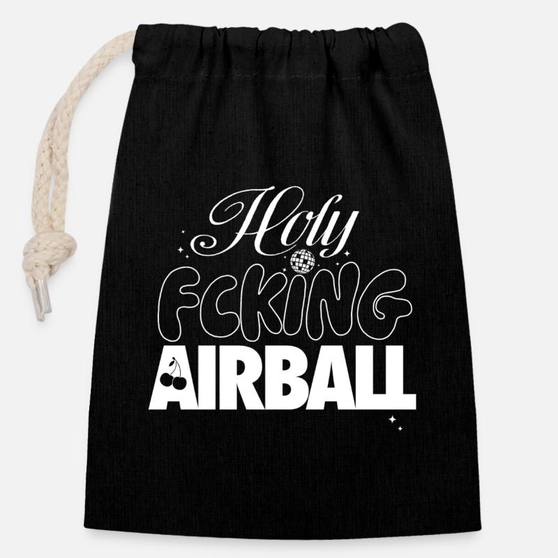 F*cking Airball Moment - Sac cadeau en coton avec cordon (14 x 20 cm) - noir
