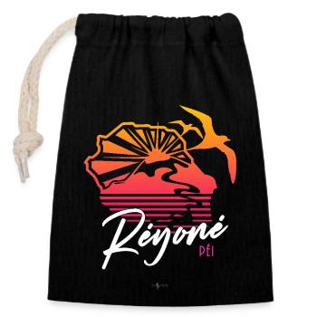 RUN Réyoné Péi - Sac cadeau en coton avec cordon (14 x 20 cm) - noir - Devant