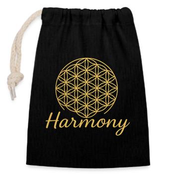 Flower of Life Harmony - Closable cotton gift bag (14x20cm) - black - Front