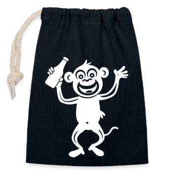 Monkey Beer Bottle - Closable cotton gift bag (14x20cm) - navy - Front