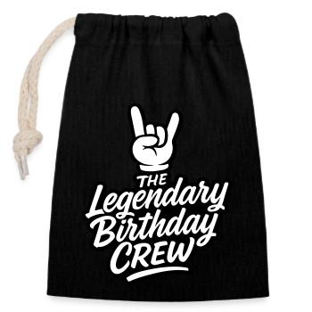 Birthday Crew Party - Closable cotton gift bag (14x20cm) - black - Front