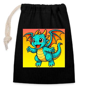 dragon - Closable cotton gift bag (14x20cm) - black - Front