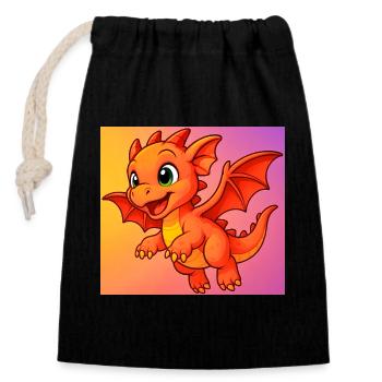 dragon - Closable cotton gift bag (14x20cm) - black - Front