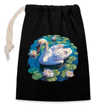 Swans Swan - Closable cotton gift bag (14x20cm) - black - Front