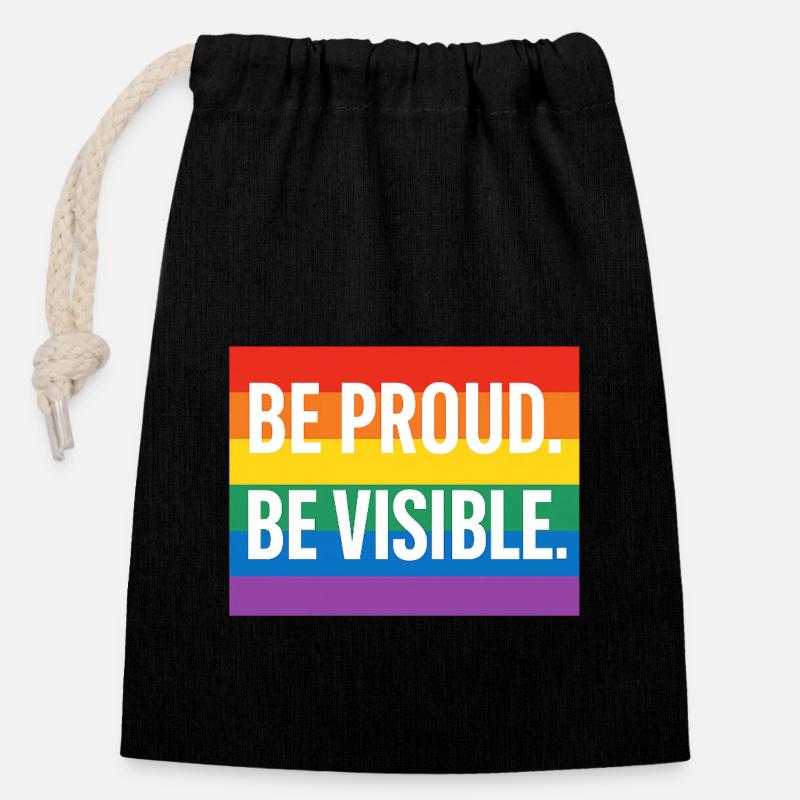 Regenbogen Pride Statement Design - Verschließbarer Geschenkbeutel aus Baumwolle (14x20cm) - Schwarz