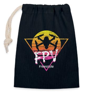 Drone FPV freestyle - Sac cadeau en coton avec cordon (14 x 20 cm) - bleu marine - Devant