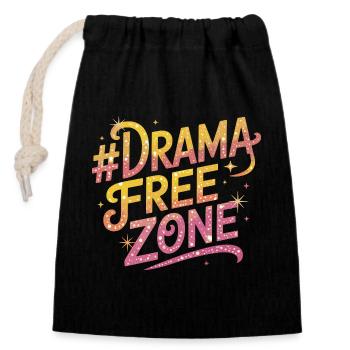 Drama Free Zone Bunt Glitzernde Fun Schrift - Verschließbarer Geschenkbeutel aus Baumwolle (14x20cm) - Schwarz - Vorne