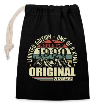 Anniversaire novembre 1990 - Sac cadeau en coton avec cordon (14 x 20 cm) - noir - Devant