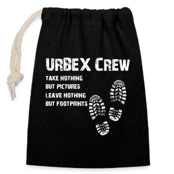 URBEX Crew Urban Explorer Ruins Schleicher - Closable cotton gift bag (14x20cm) - black - Front