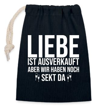 Liebe ist ausverkauft wir hätten noch Sekt da - Sac cadeau en coton avec cordon (14 x 20 cm) - bleu marine - Devant