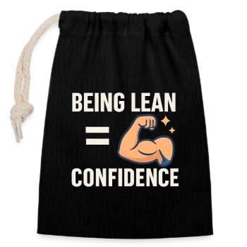 Being Lean Equals Confidence, Fitness Motivation  - Closable cotton gift bag (14x20cm) - black - Front
