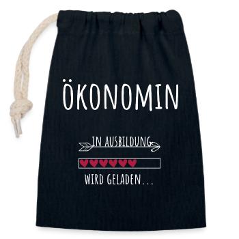Economie Etudiant Profession Économiste - Sac cadeau en coton avec cordon (14 x 20 cm) - bleu marine - Devant