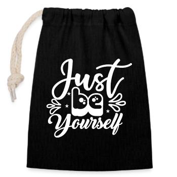 Just_Be_Yourself- - Sac cadeau en coton avec cordon (14 x 20 cm) - noir - Devant