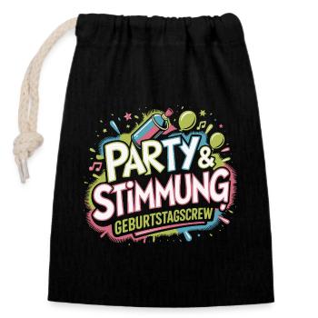 Birthday Party Mood Kick - Closable cotton gift bag (14x20cm) - black - Front