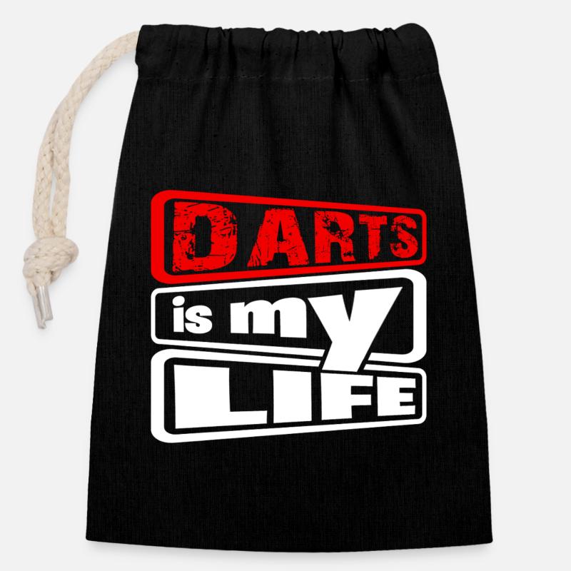 Dart, Darts c’est ma vie 2 - Sac cadeau en coton avec cordon (14 x 20 cm) - noir