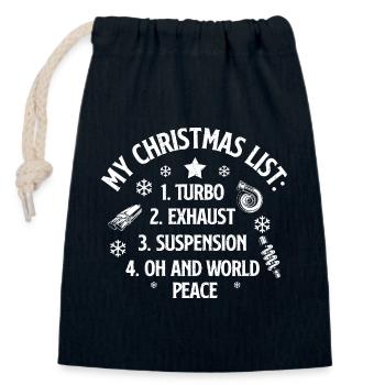 Meine Weihnachtsliste Turbo-Auspufffederung - Verschließbarer Geschenkbeutel aus Baumwolle (14x20cm) - Navy - Vorne