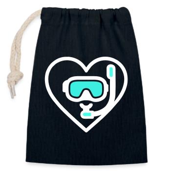 Heart Diving – Ocean Lover Design - Closable cotton gift bag (14x20cm) - navy - Front